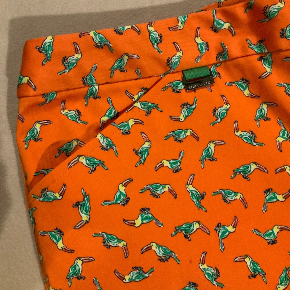 Ralph Lauren Polo Orange w/ Toucan Print 8 Pants Golf Resort Travel